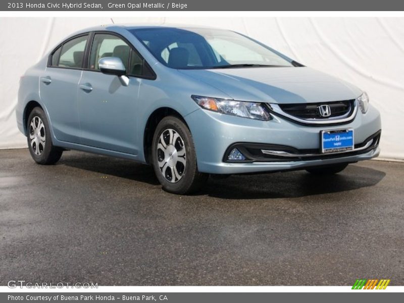 Green Opal Metallic / Beige 2013 Honda Civic Hybrid Sedan
