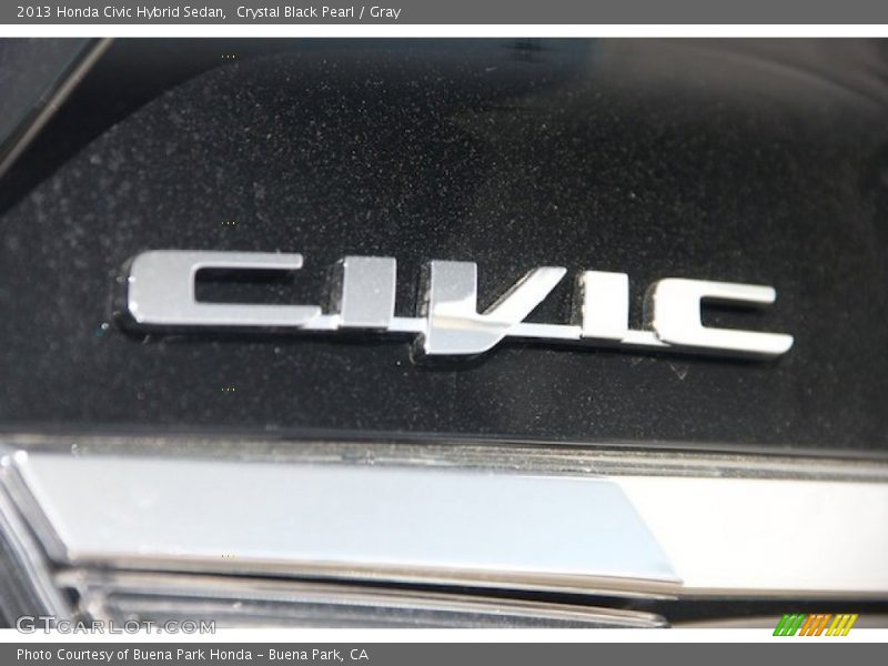 Crystal Black Pearl / Gray 2013 Honda Civic Hybrid Sedan
