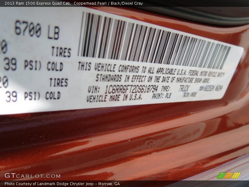 Copperhead Pearl / Black/Diesel Gray 2013 Ram 1500 Express Quad Cab