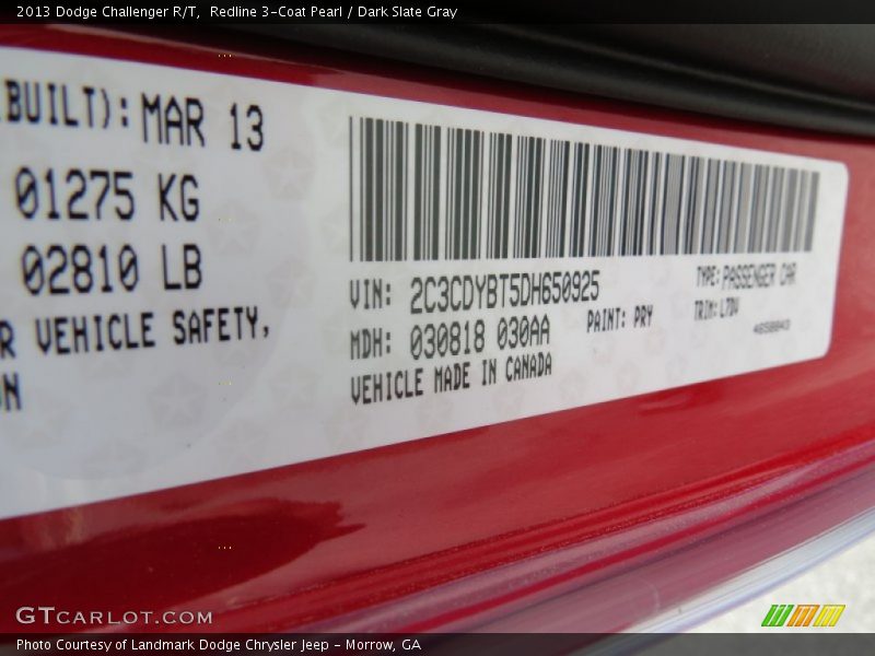 Redline 3-Coat Pearl / Dark Slate Gray 2013 Dodge Challenger R/T