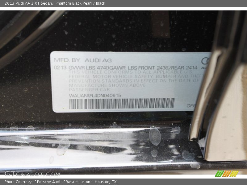 Phantom Black Pearl / Black 2013 Audi A4 2.0T Sedan