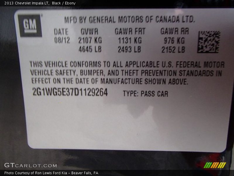 Black / Ebony 2013 Chevrolet Impala LT