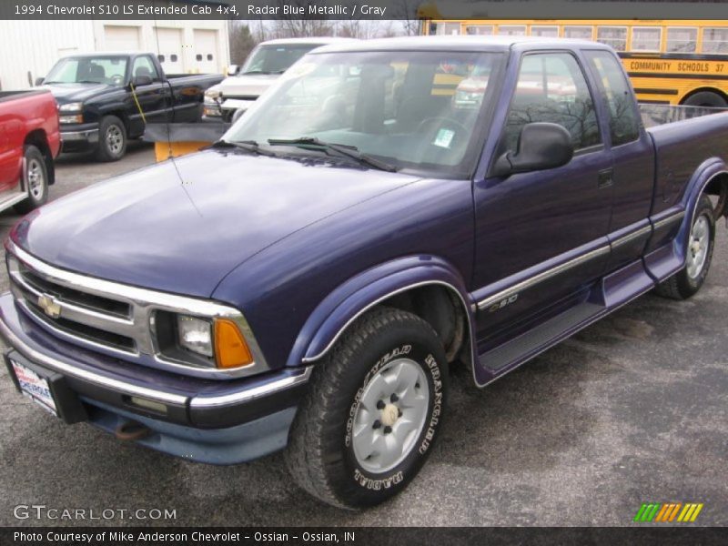 Radar Blue Metallic / Gray 1994 Chevrolet S10 LS Extended Cab 4x4