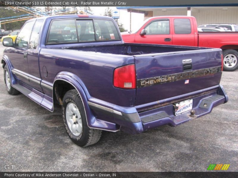 Radar Blue Metallic / Gray 1994 Chevrolet S10 LS Extended Cab 4x4