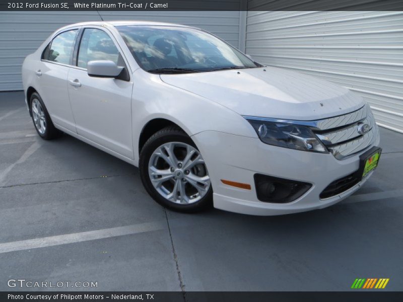White Platinum Tri-Coat / Camel 2012 Ford Fusion SE