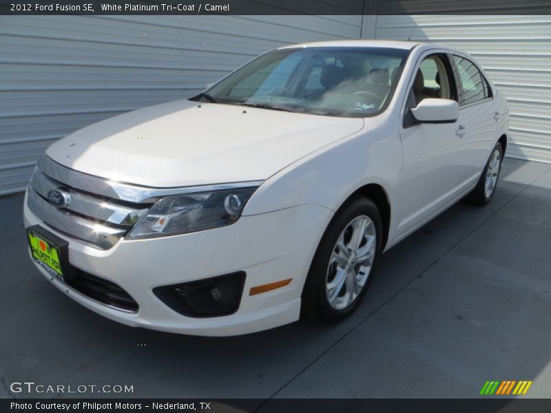 White Platinum Tri-Coat / Camel 2012 Ford Fusion SE