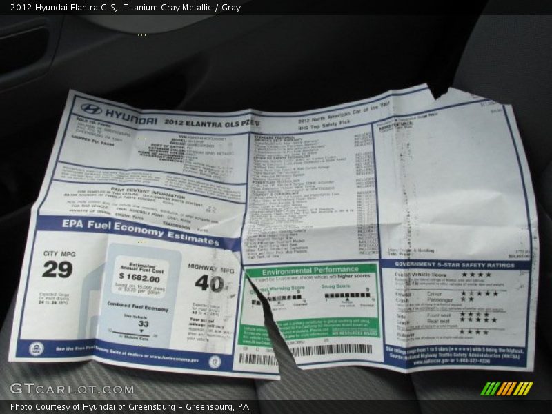 Titanium Gray Metallic / Gray 2012 Hyundai Elantra GLS