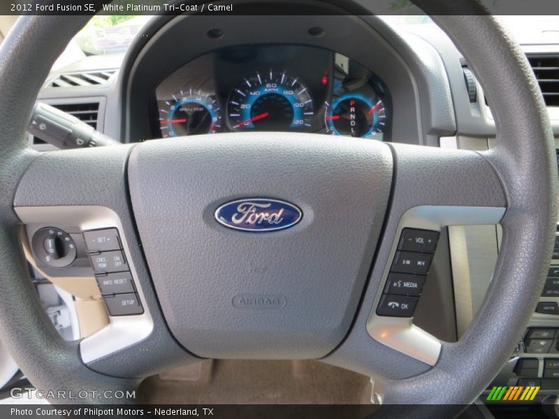 White Platinum Tri-Coat / Camel 2012 Ford Fusion SE