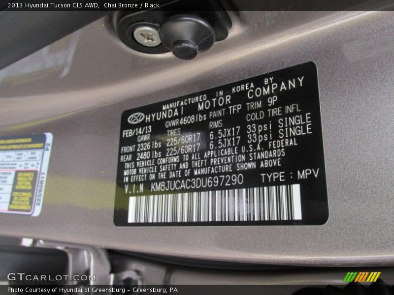 Chai Bronze / Black 2013 Hyundai Tucson GLS AWD