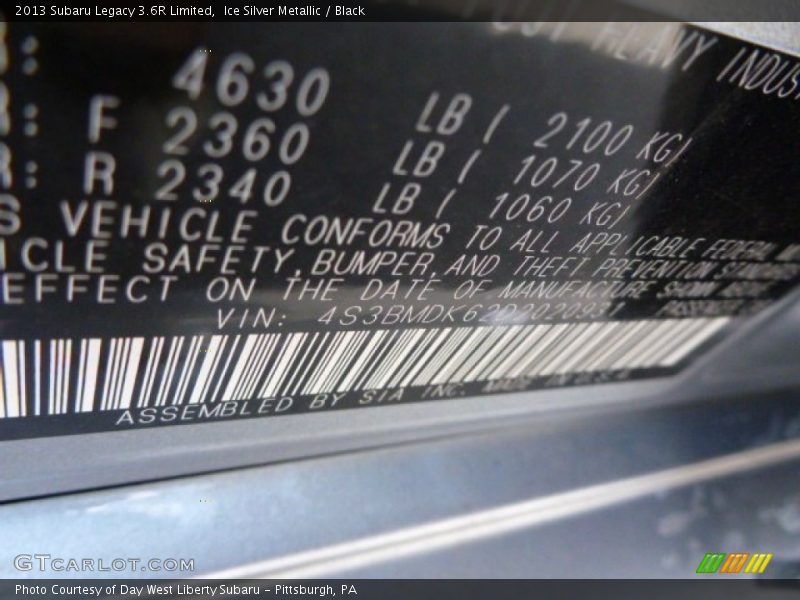 Ice Silver Metallic / Black 2013 Subaru Legacy 3.6R Limited