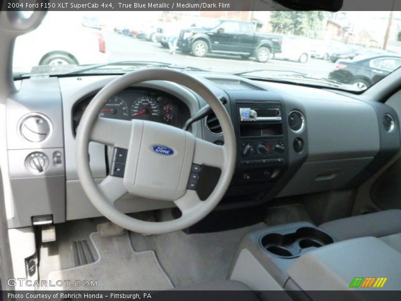 True Blue Metallic / Medium/Dark Flint 2004 Ford F150 XLT SuperCab 4x4