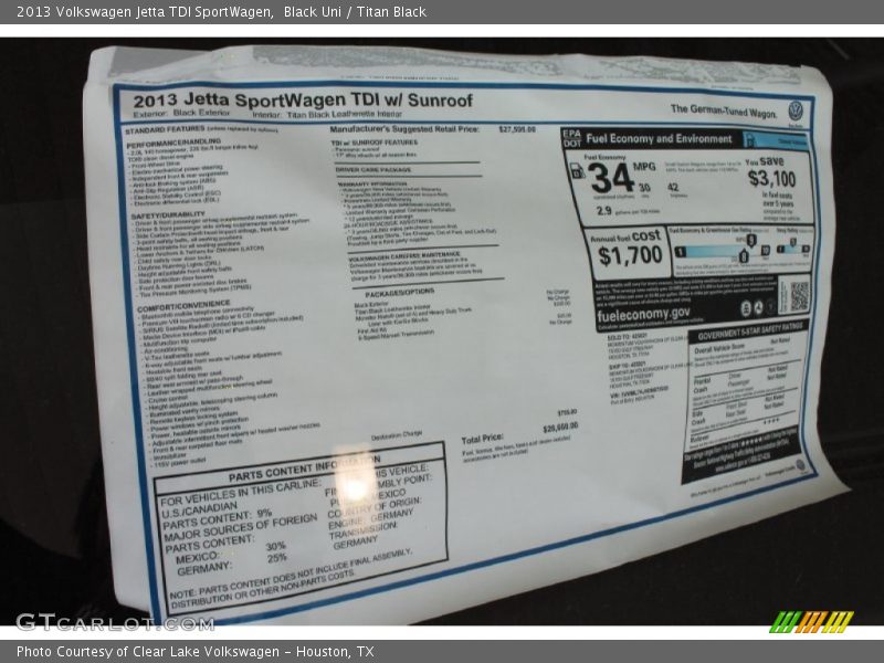 Black Uni / Titan Black 2013 Volkswagen Jetta TDI SportWagen
