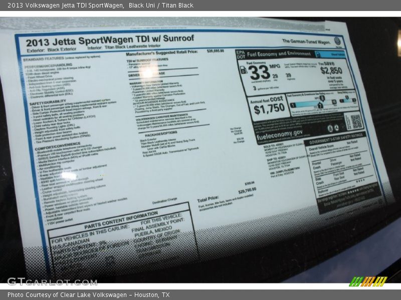 Black Uni / Titan Black 2013 Volkswagen Jetta TDI SportWagen