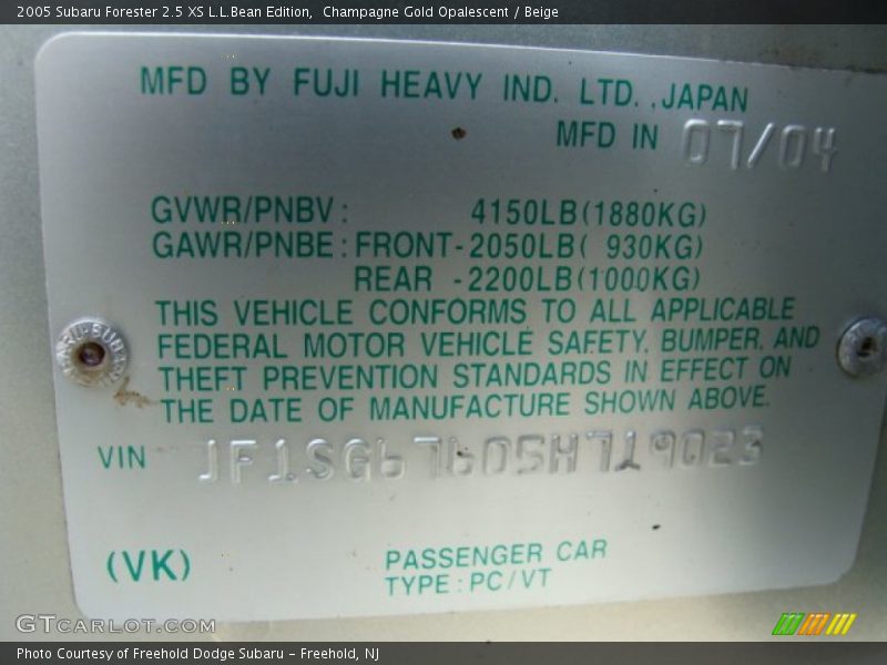 Champagne Gold Opalescent / Beige 2005 Subaru Forester 2.5 XS L.L.Bean Edition