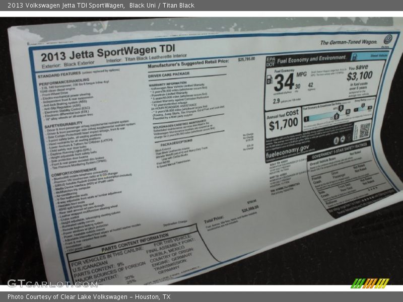 Black Uni / Titan Black 2013 Volkswagen Jetta TDI SportWagen