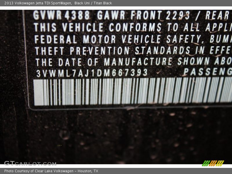 Black Uni / Titan Black 2013 Volkswagen Jetta TDI SportWagen