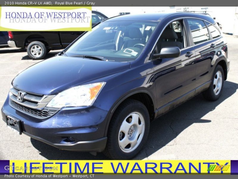 Royal Blue Pearl / Gray 2010 Honda CR-V LX AWD