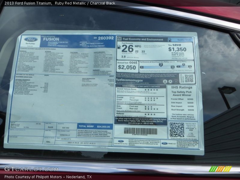 Ruby Red Metallic / Charcoal Black 2013 Ford Fusion Titanium