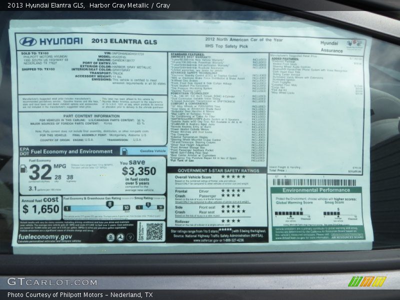 Harbor Gray Metallic / Gray 2013 Hyundai Elantra GLS