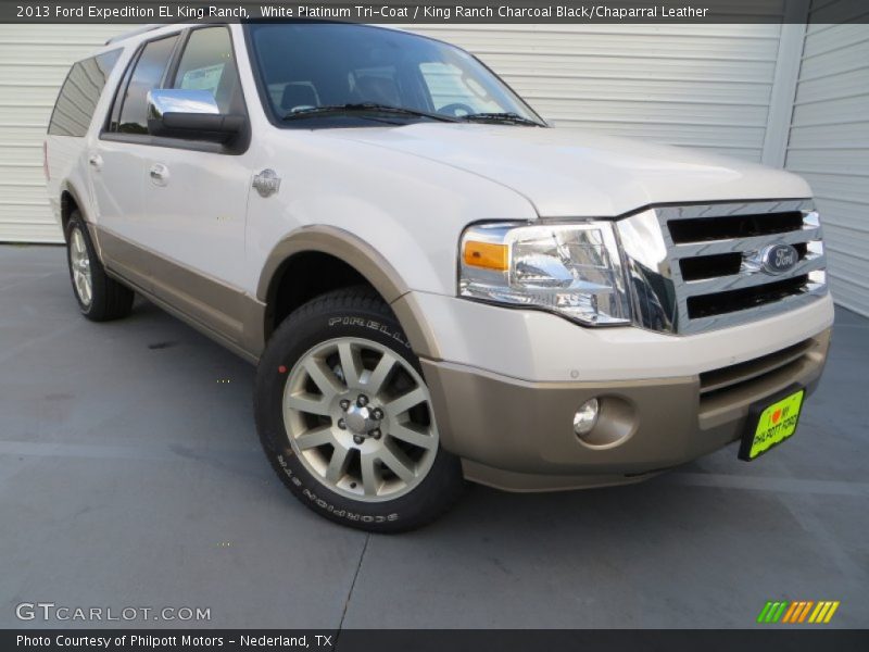 White Platinum Tri-Coat / King Ranch Charcoal Black/Chaparral Leather 2013 Ford Expedition EL King Ranch