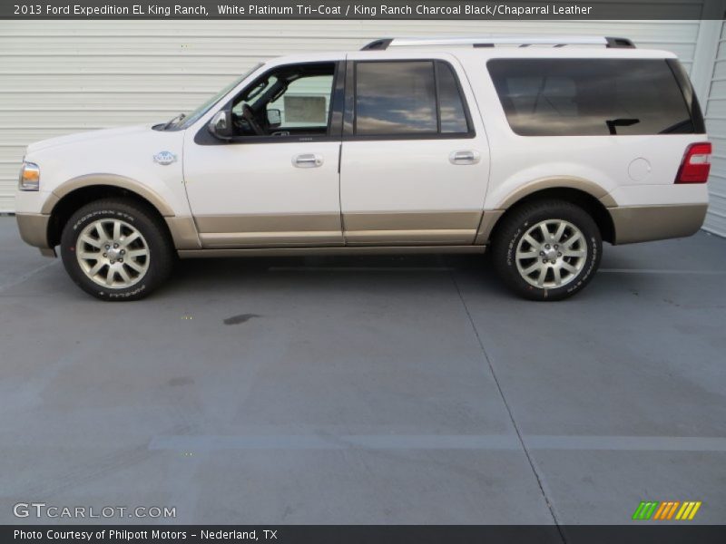 White Platinum Tri-Coat / King Ranch Charcoal Black/Chaparral Leather 2013 Ford Expedition EL King Ranch
