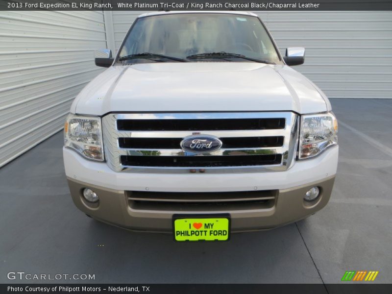 White Platinum Tri-Coat / King Ranch Charcoal Black/Chaparral Leather 2013 Ford Expedition EL King Ranch