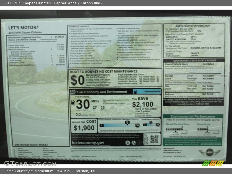 Pepper White / Carbon Black 2013 Mini Cooper Clubman