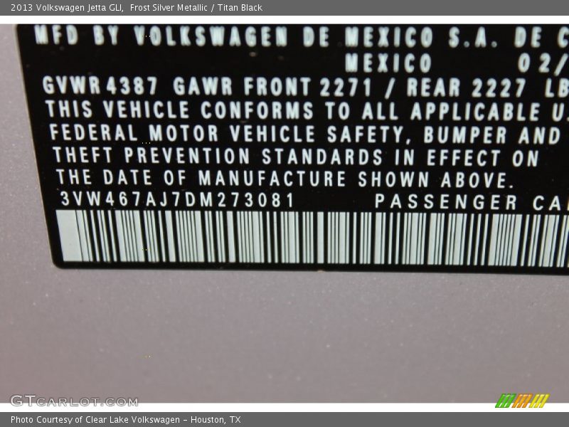 Frost Silver Metallic / Titan Black 2013 Volkswagen Jetta GLI