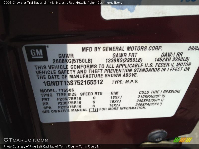 Majestic Red Metallic / Light Cashmere/Ebony 2005 Chevrolet TrailBlazer LS 4x4