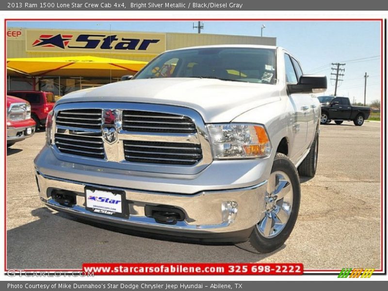 Bright Silver Metallic / Black/Diesel Gray 2013 Ram 1500 Lone Star Crew Cab 4x4