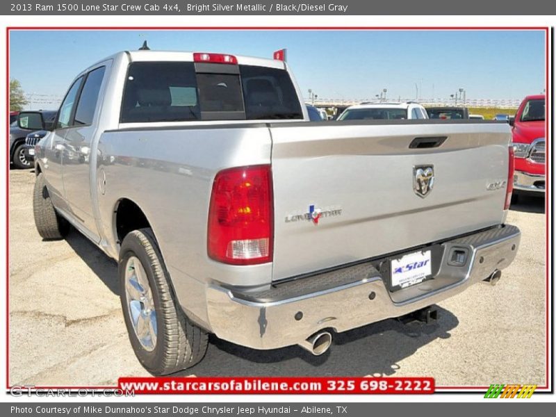 Bright Silver Metallic / Black/Diesel Gray 2013 Ram 1500 Lone Star Crew Cab 4x4