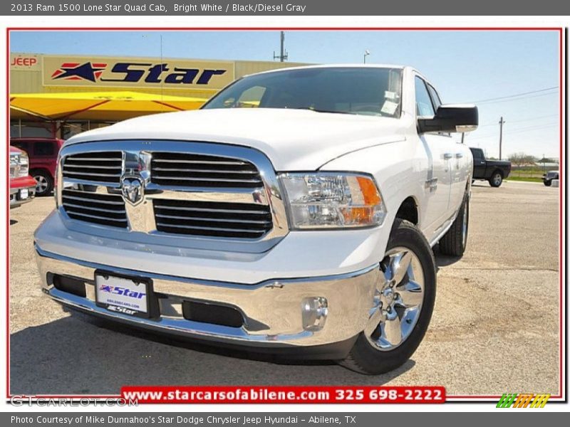 Bright White / Black/Diesel Gray 2013 Ram 1500 Lone Star Quad Cab