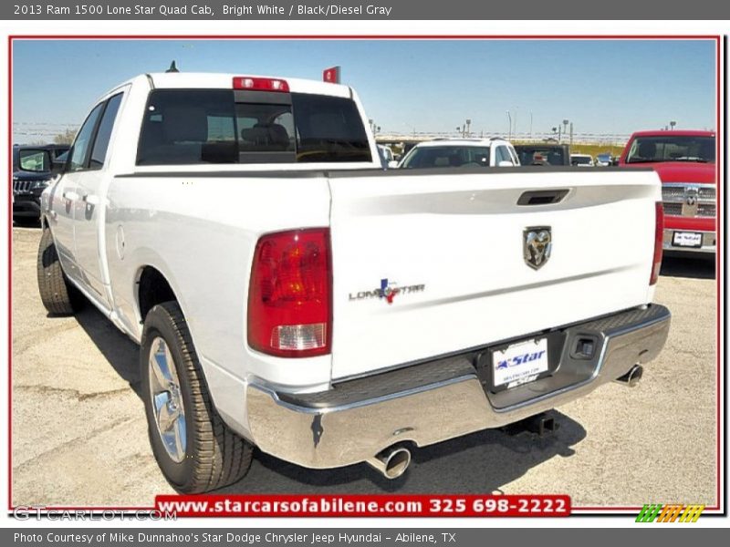 Bright White / Black/Diesel Gray 2013 Ram 1500 Lone Star Quad Cab
