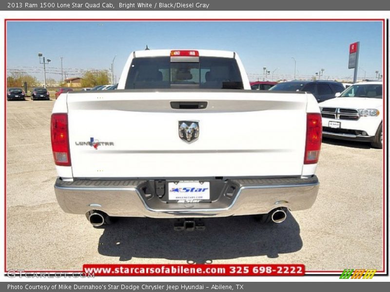 Bright White / Black/Diesel Gray 2013 Ram 1500 Lone Star Quad Cab