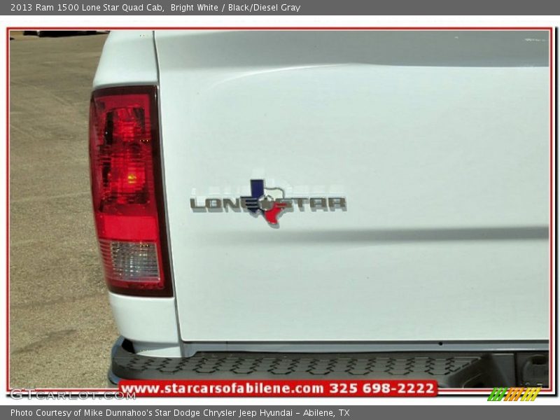 Bright White / Black/Diesel Gray 2013 Ram 1500 Lone Star Quad Cab
