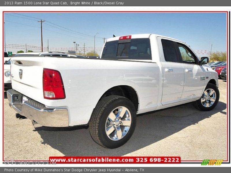 Bright White / Black/Diesel Gray 2013 Ram 1500 Lone Star Quad Cab