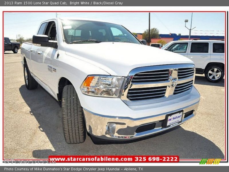 Bright White / Black/Diesel Gray 2013 Ram 1500 Lone Star Quad Cab