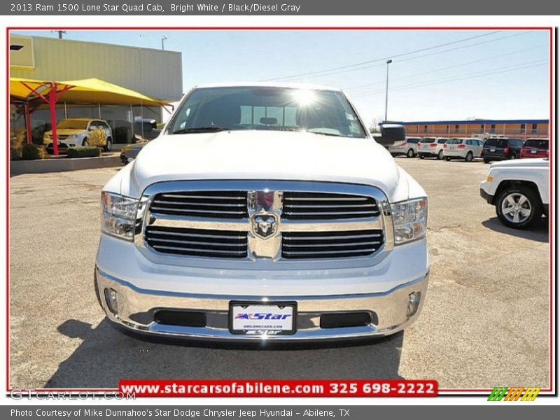 Bright White / Black/Diesel Gray 2013 Ram 1500 Lone Star Quad Cab
