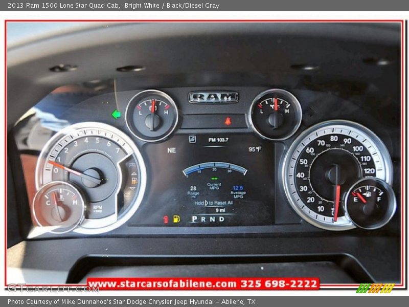 Bright White / Black/Diesel Gray 2013 Ram 1500 Lone Star Quad Cab