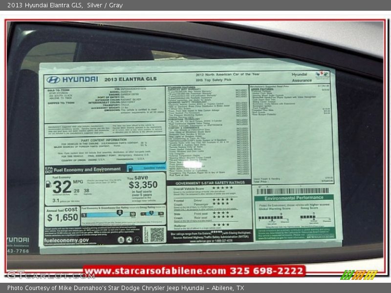 Silver / Gray 2013 Hyundai Elantra GLS