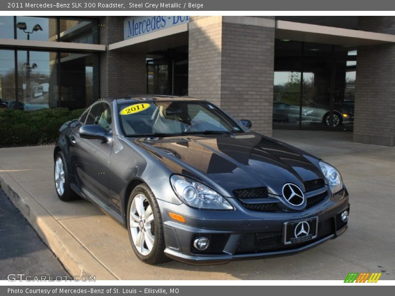 Steel Grey Metallic / Beige 2011 Mercedes-Benz SLK 300 Roadster