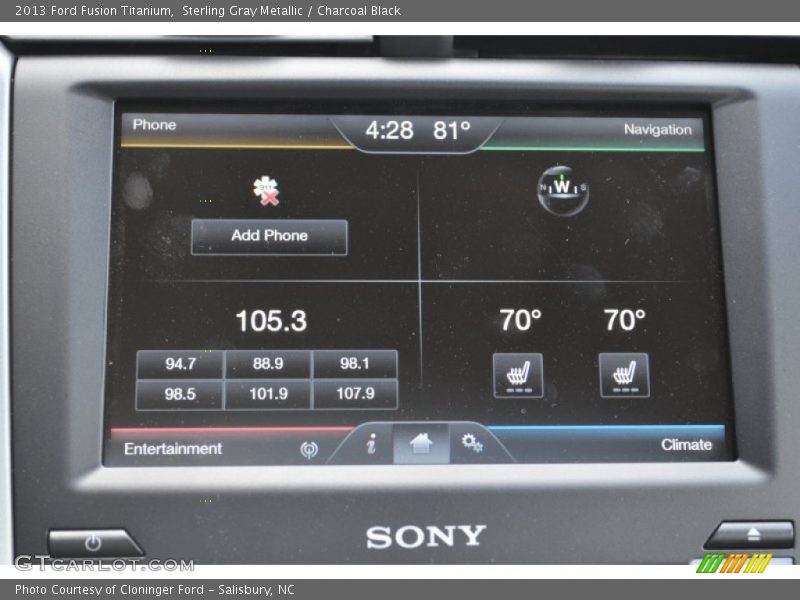 Sterling Gray Metallic / Charcoal Black 2013 Ford Fusion Titanium