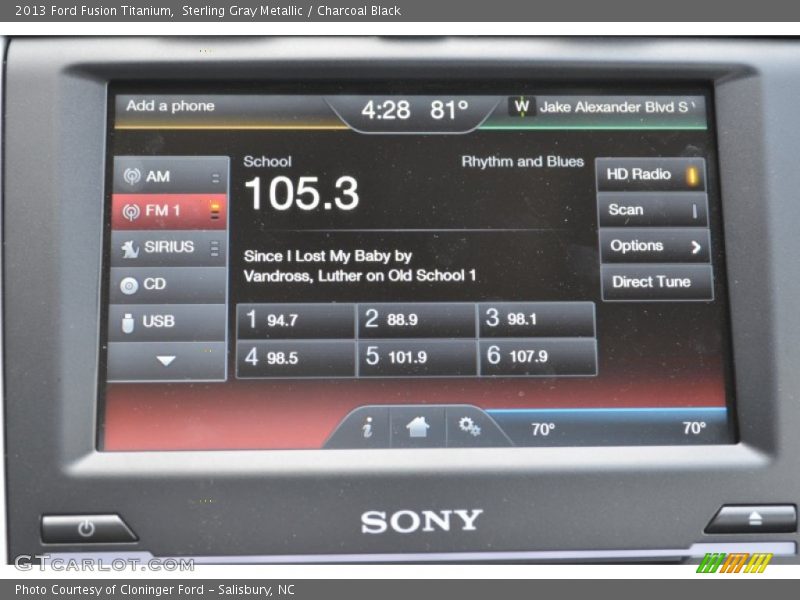 Sterling Gray Metallic / Charcoal Black 2013 Ford Fusion Titanium