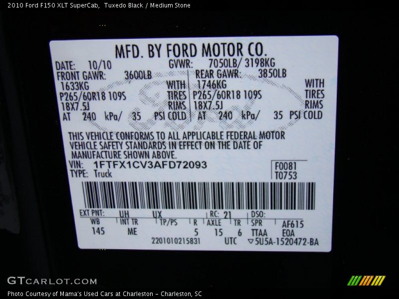 Tuxedo Black / Medium Stone 2010 Ford F150 XLT SuperCab