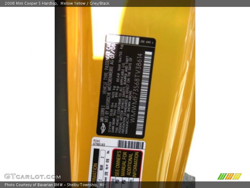 Mellow Yellow / Grey/Black 2008 Mini Cooper S Hardtop