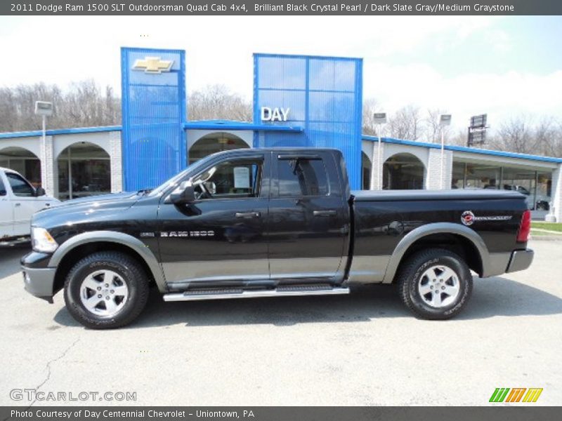 Brilliant Black Crystal Pearl / Dark Slate Gray/Medium Graystone 2011 Dodge Ram 1500 SLT Outdoorsman Quad Cab 4x4