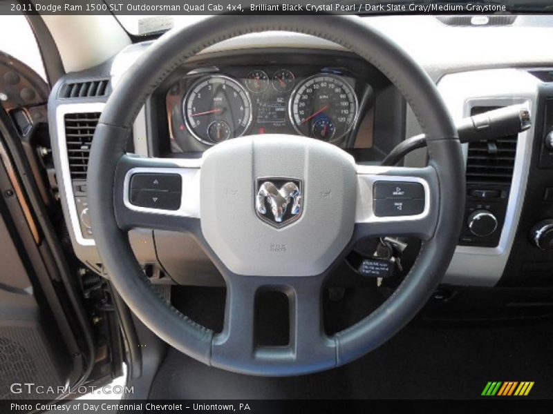 Brilliant Black Crystal Pearl / Dark Slate Gray/Medium Graystone 2011 Dodge Ram 1500 SLT Outdoorsman Quad Cab 4x4