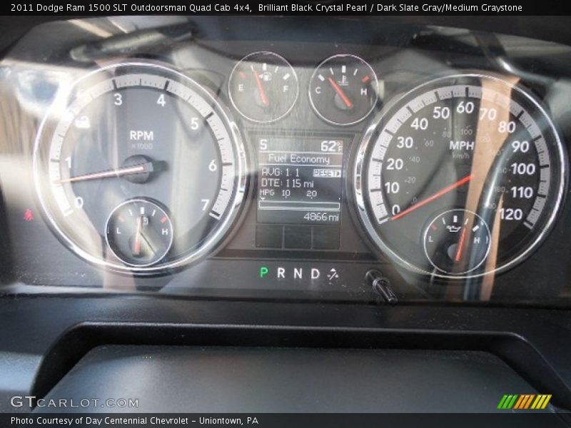 Brilliant Black Crystal Pearl / Dark Slate Gray/Medium Graystone 2011 Dodge Ram 1500 SLT Outdoorsman Quad Cab 4x4