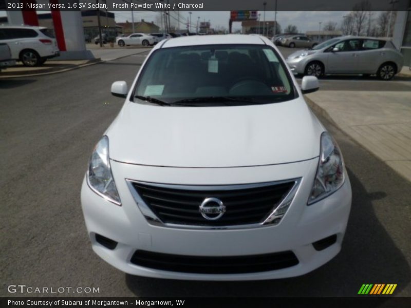 Fresh Powder White / Charcoal 2013 Nissan Versa 1.6 SV Sedan