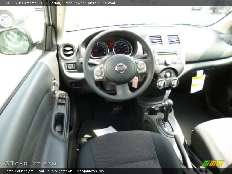 Fresh Powder White / Charcoal 2013 Nissan Versa 1.6 SV Sedan